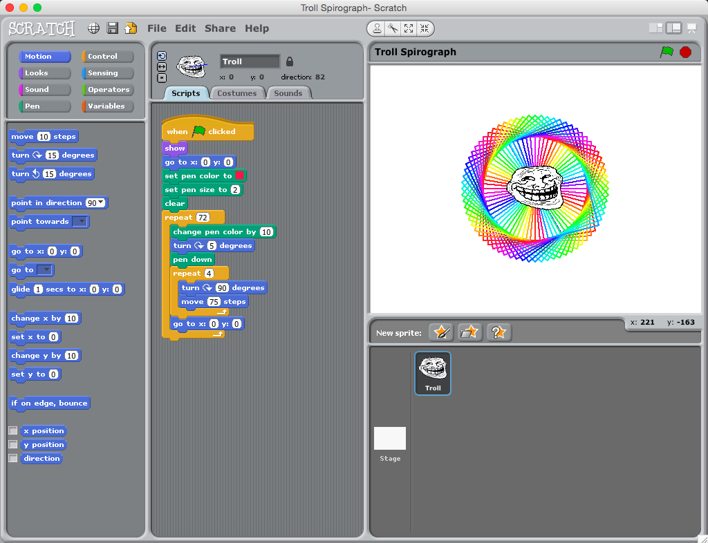 Troll Spirograph Scratch Screenshot