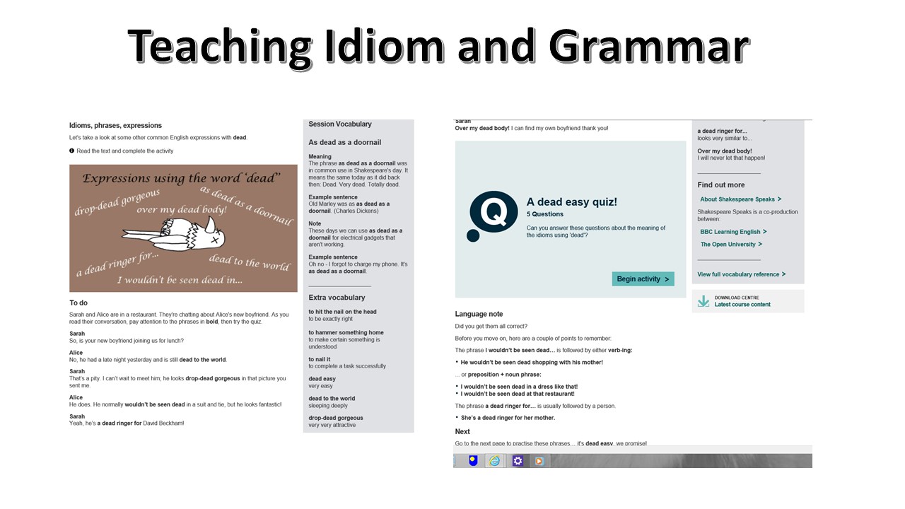 Grammar testing with use of idioms
