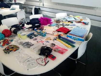 Photograph of materials that can be used to create a physical prototype