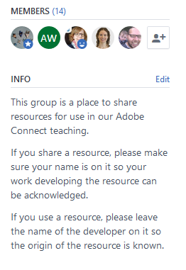 Screenshot of information on Yammer thread about acknowledging shared materials