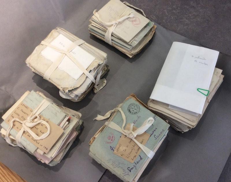 Bundles of letters in the Liddle Archive, Leeds University