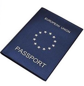Blue EU passport April fool's day prank from EU parliament in London