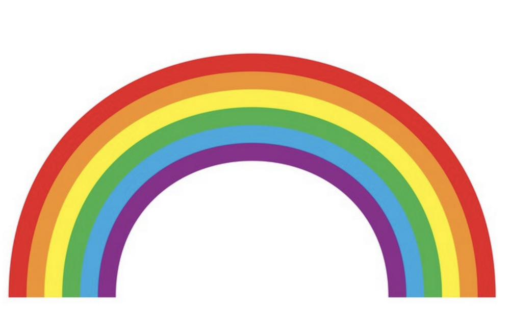 A graphic drawing of a rainbow