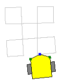 a screenshot of a simulated robot that has drawn five squares, one in the middle the others connected to each of its corners, a bit like a connected five side on a dice