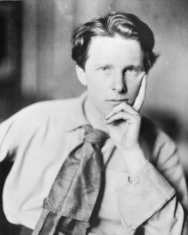 Sof focus black and white portrait photo of Rupert Brooke