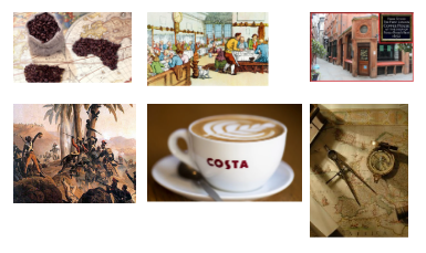 Collage of images relating to the history of coffee over the last 1000 years
