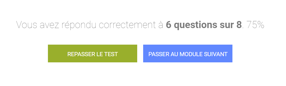 Google Educator Level 2 Module 3 Test Results in French