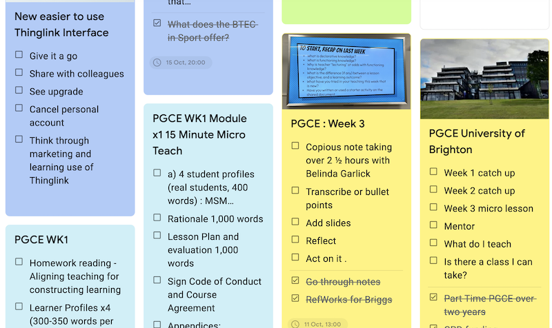 Use of Google Keep to create 'to do' lists