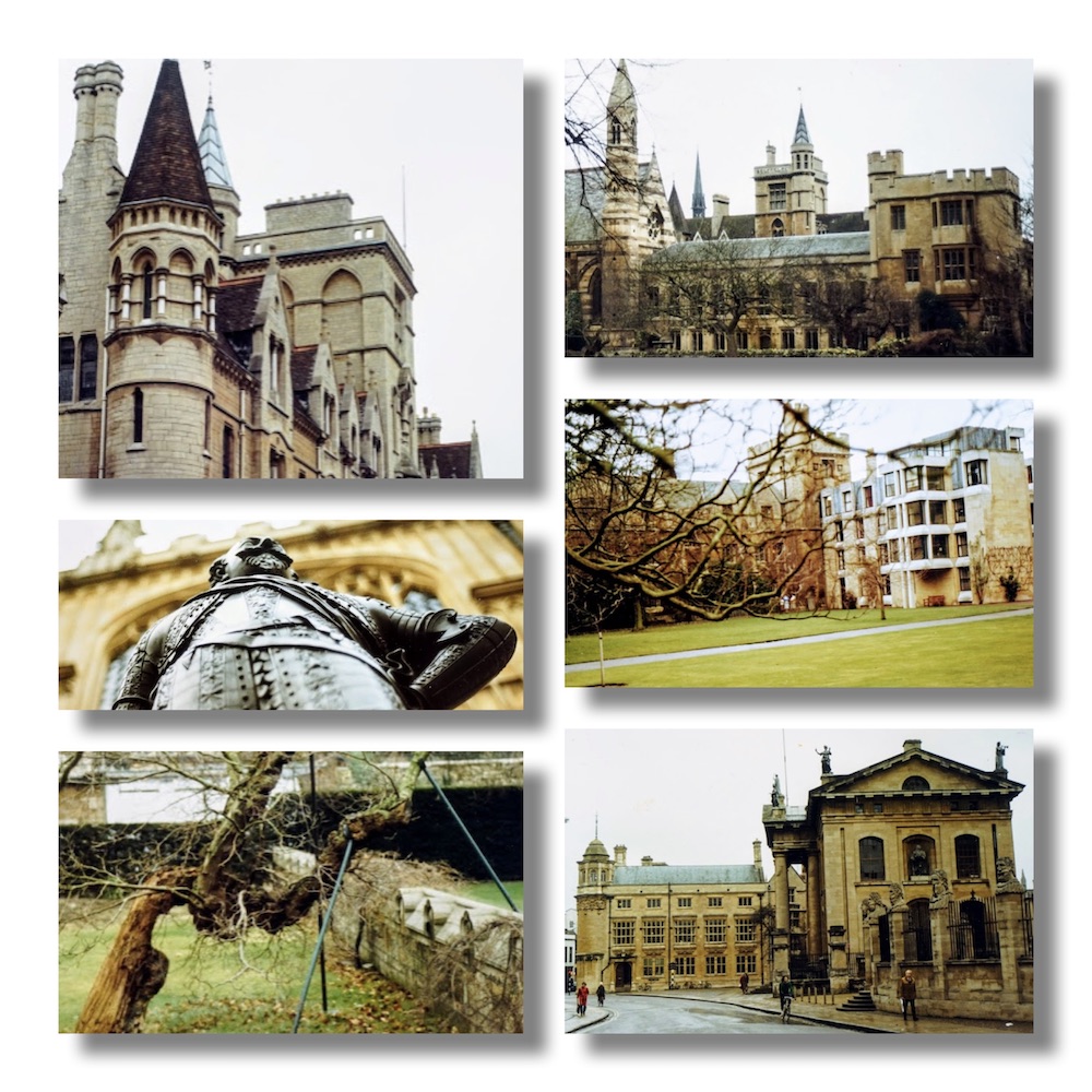 A collage of photographs of Balliol College, the Sheldonian and Bodliean from December 1980