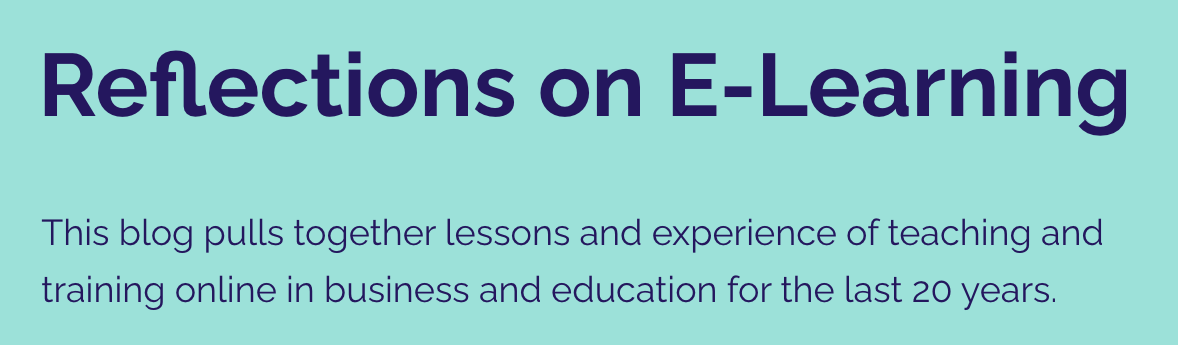 Reflections on E-Learning title for WordPress Blog