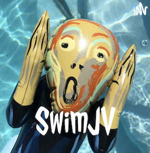 A blow up Munch's Scream with the SwimJV logo