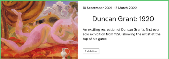 Duncan Grant's first ever solo exhibition is recreated at Charleston, September 2021 to March 2022