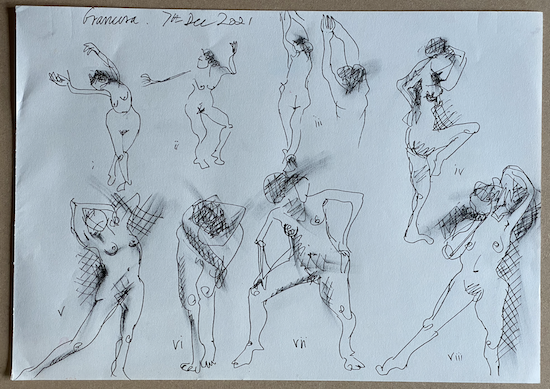 A set of eight 1 minute poses as the model changed her pose.