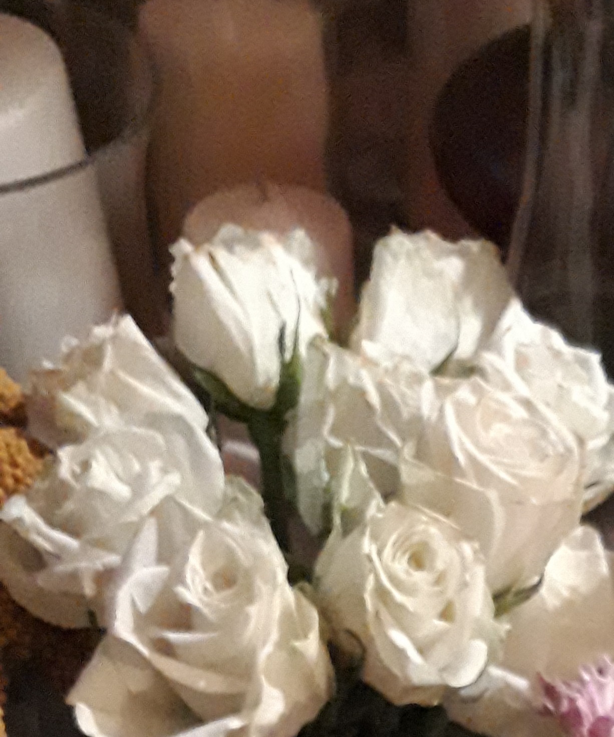 White roses and candles
