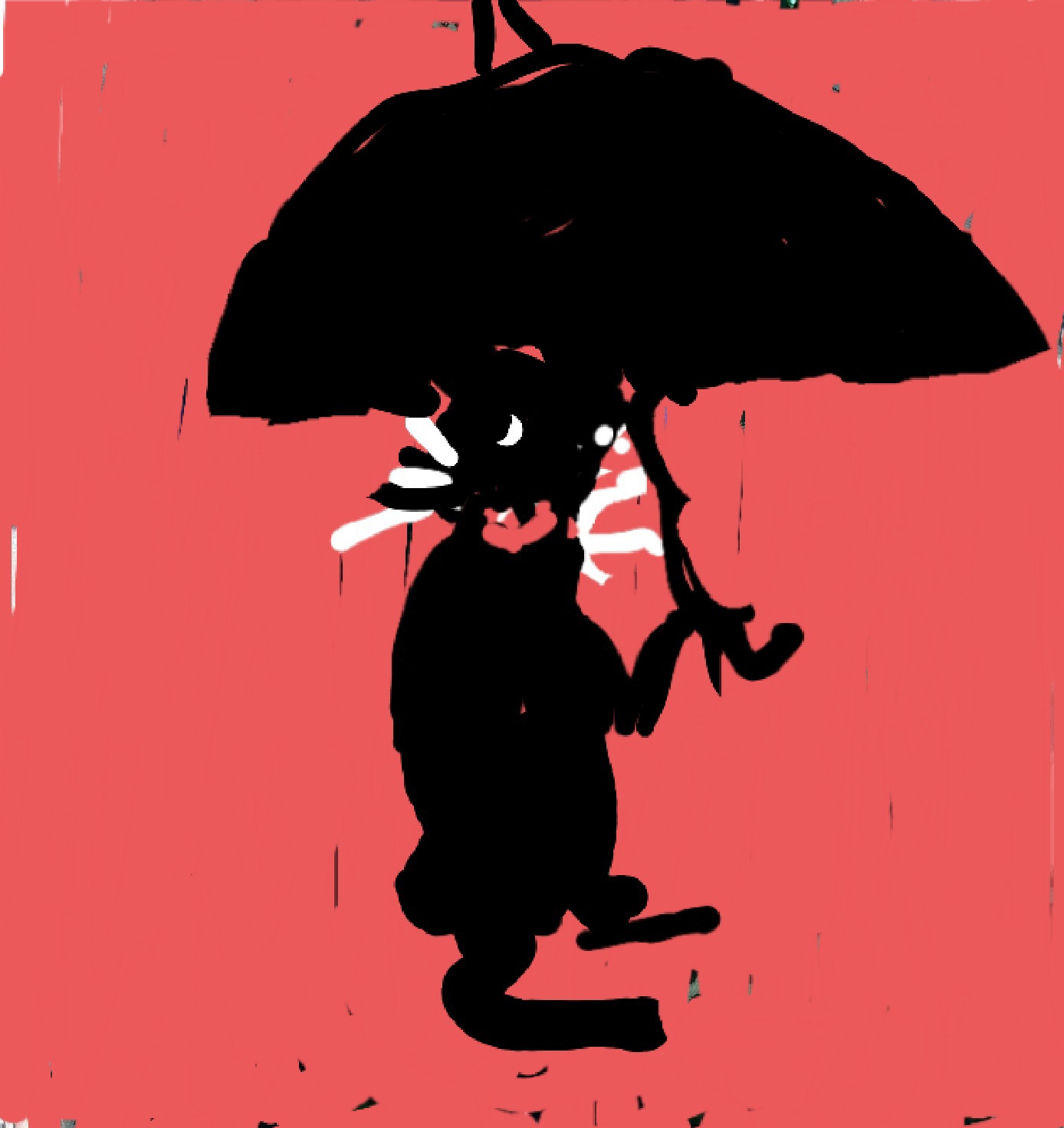 Caroon cat with umbrella
