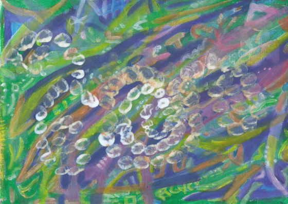 abstract painting of a soap dragon that links to a webpage featuring this painting.
