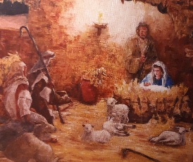 Holy family Mary Joseph jesus and shepherds