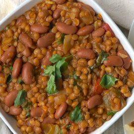 A spicy curry of lentil and beans