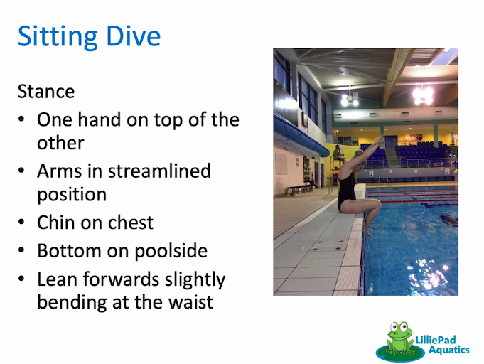 A slide from a presentation by Hollie Fields on 'How to teach diving'
