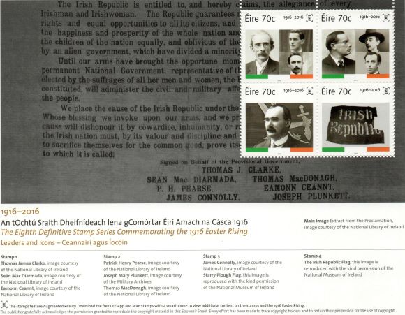 An Post stamps 2016 commemorating the 1916 Rising