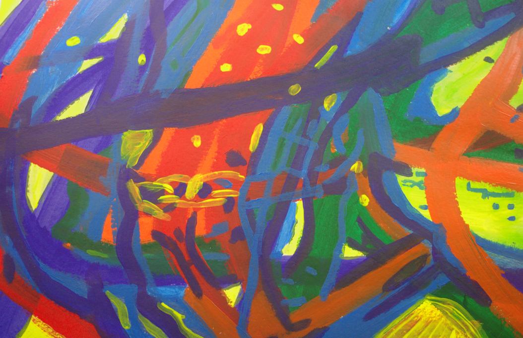 A photograph of a colourful abstract painting