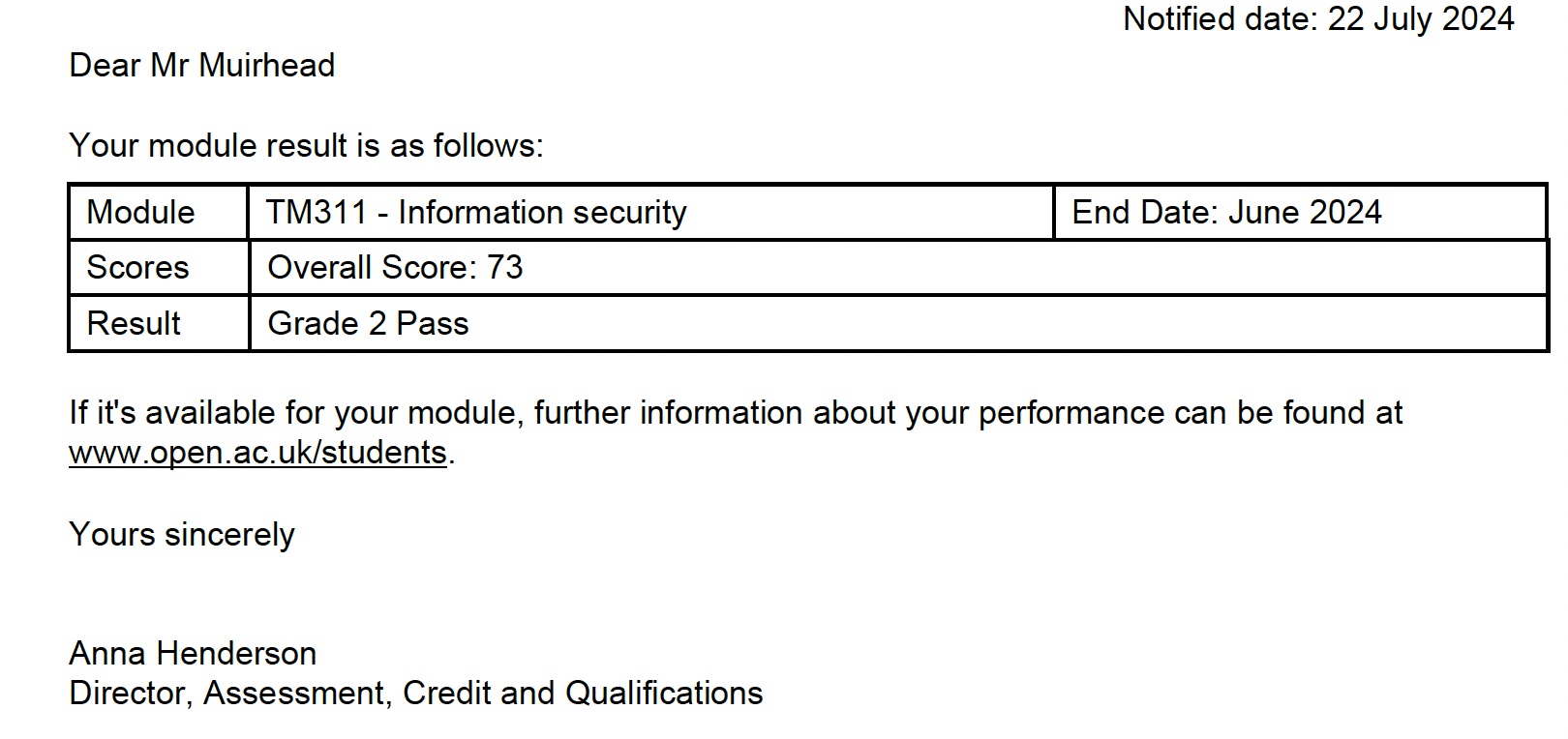 TM311 Result