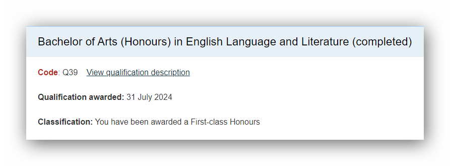 Open University first-class honours notification