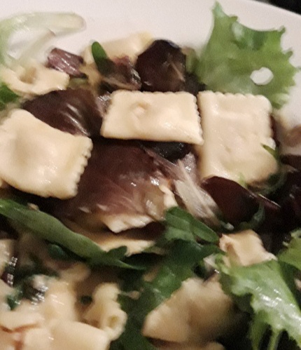 Ravioli and salad