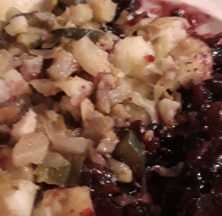A Mixture Root Vegetable Tart with Berry sauce.
