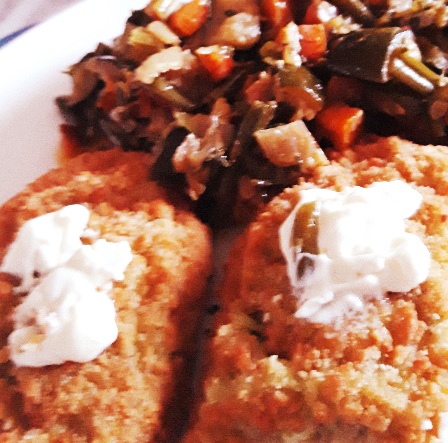 Quorn and Mozzarella bakes with colourful stir-fry vegetables.