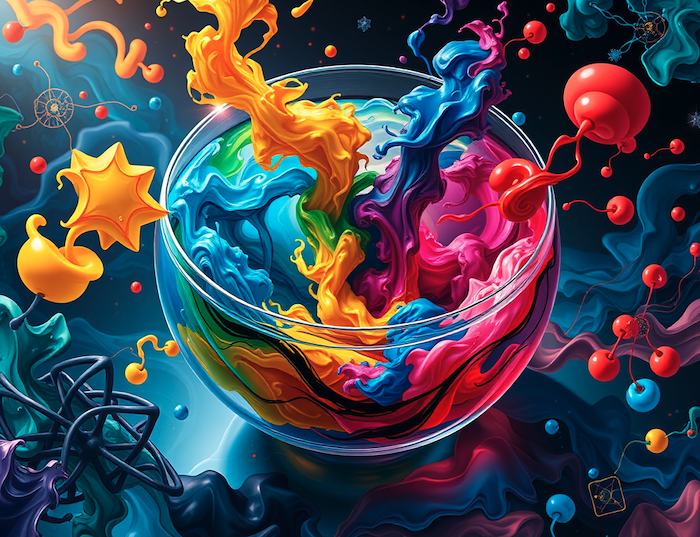 Colour inks aggittated in a bowl as a metaphor for learning