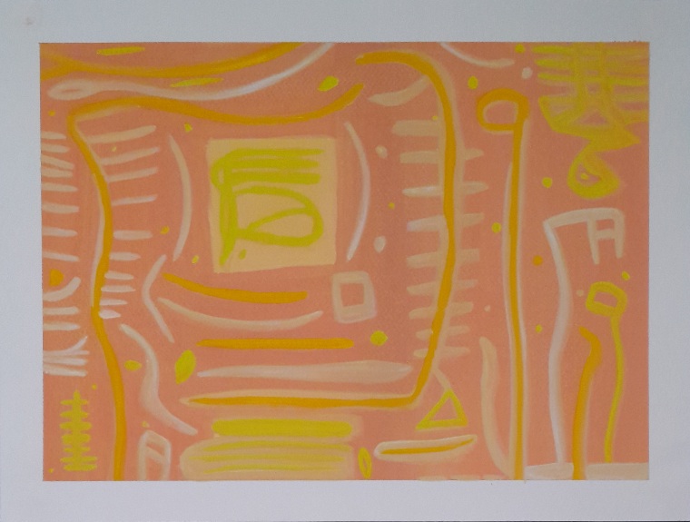 Abstract painting in orange and yellow