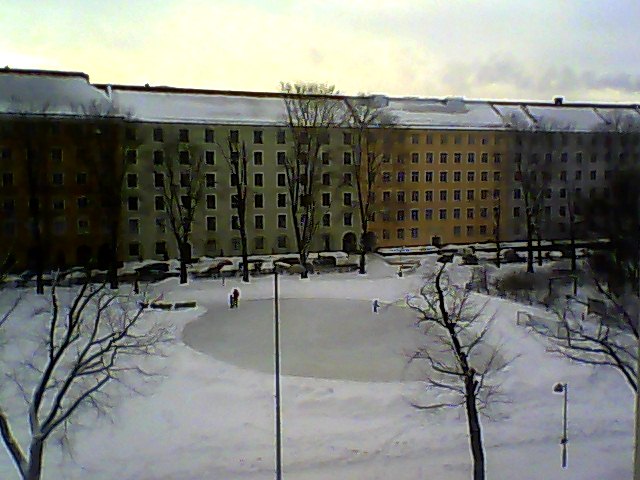 Little boy on ice rink.